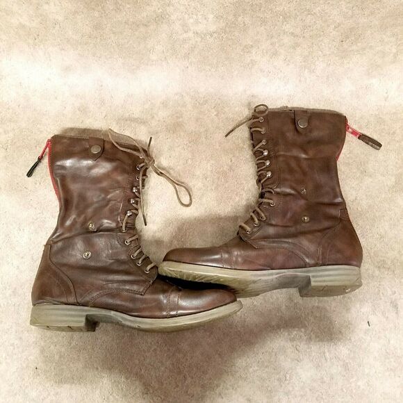 Lander Womens  DY-B1307 Size 7 Brown Lace Up Combat Boots - Picture 1 of 5
